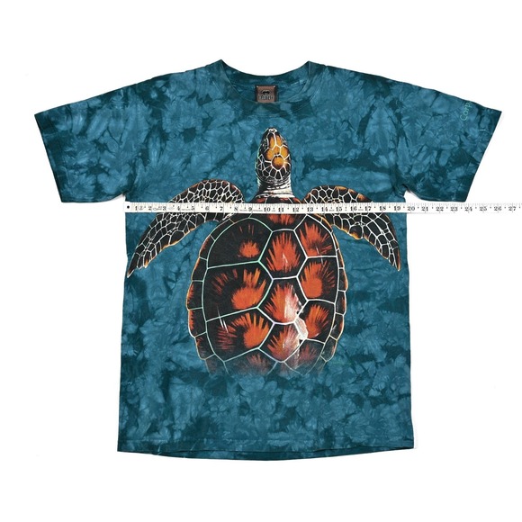 Vintage Habitat 90s Swimming Tortoise Tie Dye T-Shirt Medium Wild Animal 2-Sided - Picture 5 of 10